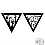 Halloween Banners with Zombi's Hands & Cobwebs svg cut file