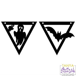 Download Halloween Banners with the Ghosts and the Bat svg file