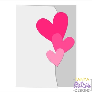 Hearts Shaped Folded Card svg cut file