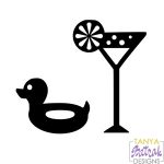 Summer Icons Cocktail and Rubber Ring svg cut file