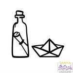 Summer Icons Message in a Bottle & Paper Boat svg cut file