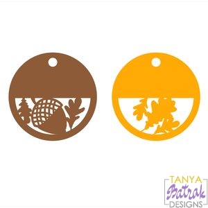 Thanksgiving Circle Lables Acorn and Oak Leaves svg cut file