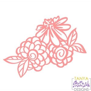 Download Three Flower Bouquet with Leaves svg cut file for ...