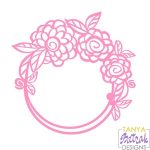 Three Flower Wreath with Leaves svg cut file