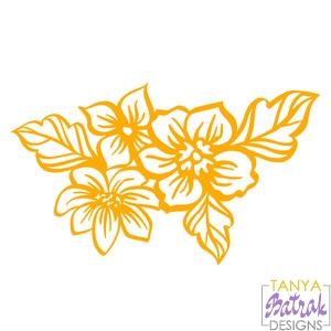 Download Three Flowers & Leaves svg file