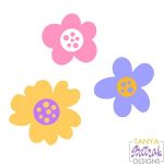 Three Simple Spring Flowers svg cut file