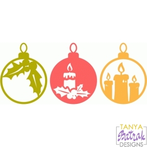 Christmas Ornaments Holly Leaves & Candles svg cut file ...