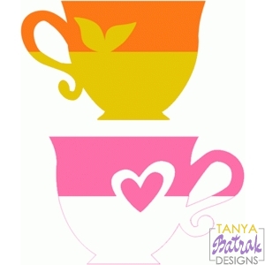 Cups with Heart svg cut file