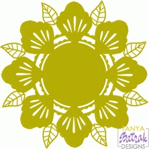Flower Doily of Petals and Leaves svg cut file