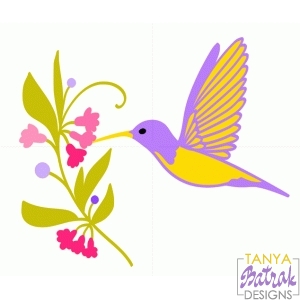 Hummingbird With Flowers svg cut file