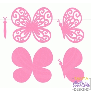 Pink Butterflies Set svg cut file
