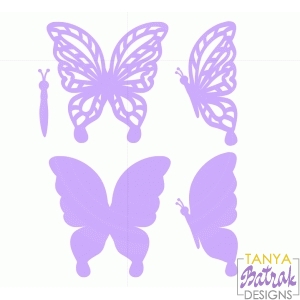 Download Purple Butterflies Set svg cut file for Silhouette, Sizzix ...