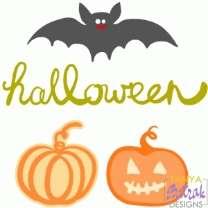 Halloween Pumpkins and Bat