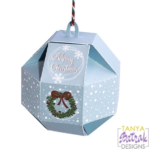 Christmas Ornament Gift Box With Wreath Svg File