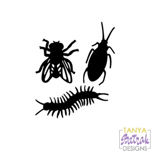 Halloween Bug Silhouettes Centipede, Fly, Bug