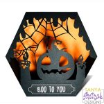 Halloween Shadow Box With Pumpkin And Candles svg cut file