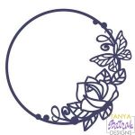 Circle Frame With Flowers And Butterfly svg cut file
