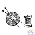 Clew and Knitting Needles Handmade Sketch svg