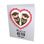 Folded Card With Layered Otters svg print & cut