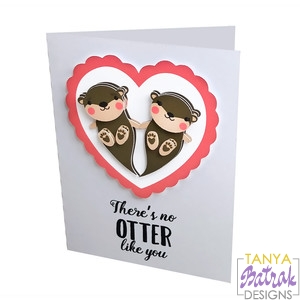 Folded Card With Layered Otters