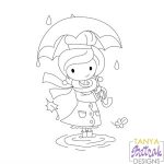 Girl With Umbrella Sketch svg
