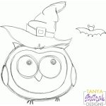 Halloween Owl With A Hat Sketch svg