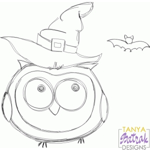 Halloween Owl With A Hat Sketch