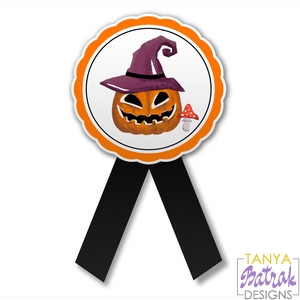Halloween Printable Badge With Pumpkin In A Hat