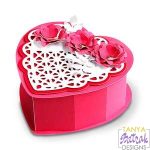 Heart Shaped Box With Lace Heart And 3D Flowers