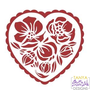 Download Layered Heart With Flowers svg file