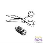 Scissors and Thread Handmade Sketch svg