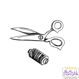 Scissors and Thread Handmade Sketch