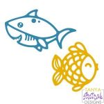 Underwater Animals - Shark And Fish svg file