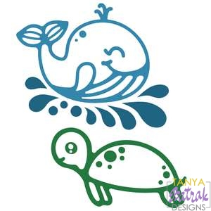 Underwater Animals – Whale And Turtle