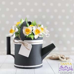 Download Watering Can Box With 3d Daffodils Svg File