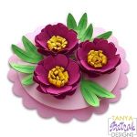 Circle Card With 3D Flowers svg file