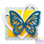 Scalloped Square With Layered Butterfly svg file