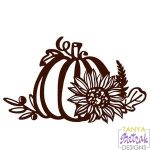 Pumpkin With Sunflower And Leaves svg file