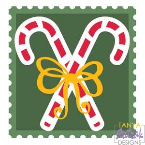 Christmas Postage Stamp With Candy Canes