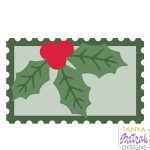 Christmas Postage Stamp With Holly svg file
