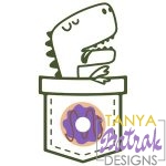 Dinosaur With Donut In A Pocket svg
