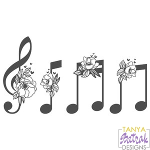 Music Notes With Flowers