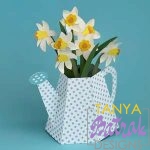 Watering Can With Daffodils Box Card svg