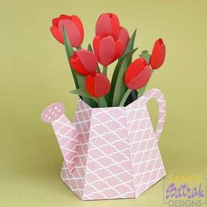 Watering Can With Tulips Box Card svg